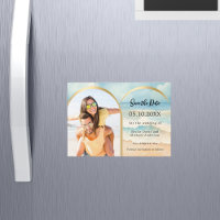 Fotoboog strand bruiloft Save the date magneet