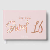 Fotoborstel Script Elegant Blush Sweet 16 Gastenboek (Voorkant)