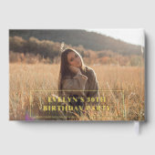 Fotoborstel Script Elegant Zwart Verjaardag Gastenboek (Achterkant)