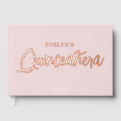 Fotoborstel Script Roze Verjaardag Quinceanera Gastenboek (Voorkant)