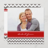 Fotobruiloft Invitaties Red Gray Chevron Kaart (Voorkant / Achterkant)