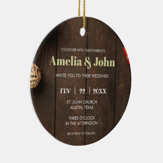 Fotobruiloft - Kerstmis Keramisch Ornament (Rechts)