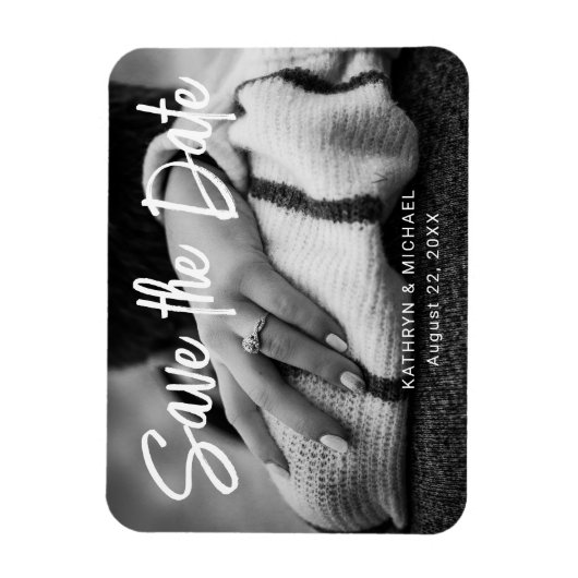 Fotobruiloft sparen de datum Minimale stijlvolle m Magneet (Verticaal)