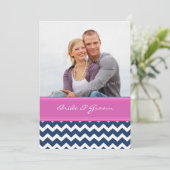 Fotobruiloften Blauwe, roze Chevron Kaart (Staand voorkant)