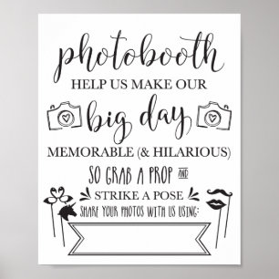 Fotocabine Hashtag Wedding Party Sign 8x10 Poster