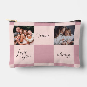 Fotocadeau "Love you Mom always" roze dambord Etui