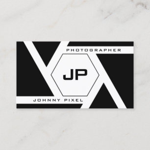 Fotocameralens met initialen Fotograaf Visitekaartje