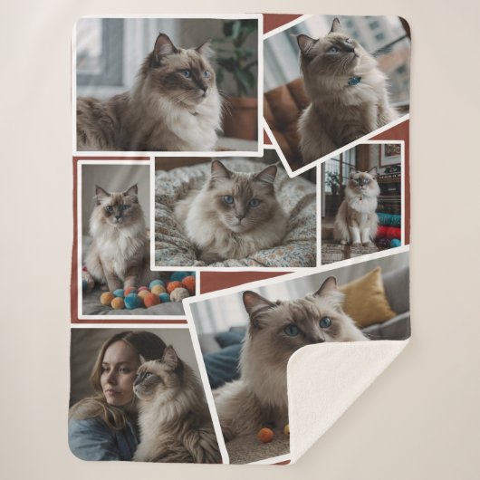 Fotocluster Bruin - 7 verspreide foto's Sherpa Deken (Voorkant)