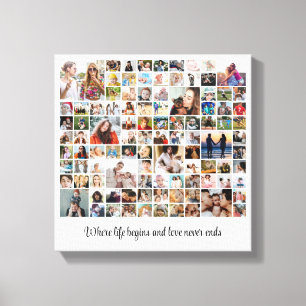 Fotocollage 100 Afbeeldingsraster Aangepast Vierka Canvas Afdruk