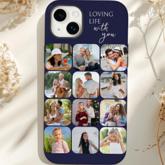 Fotocollage 12 foto-raster Leven met jou lief Case-Mate iPhone 14 Plus Hoesje