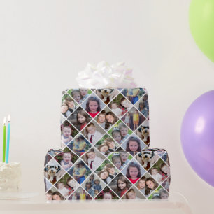 Fotocollage 12 foto's diamantpatroon - Wit Cadeaupapier