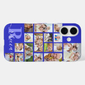 Fotocollage 16 Foto's Monogram Naam Paarse Case-Mate iPhone Case (Achterkant (horizontaal))
