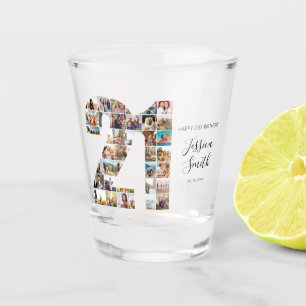 Fotocollage 21e verjaardag shot glas