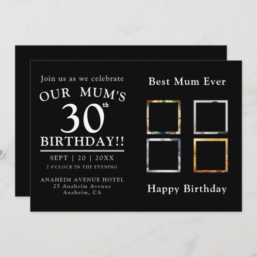 Fotocollage 30ste verjaardagsfeest van mama kaart (Voorkant / Achterkant)