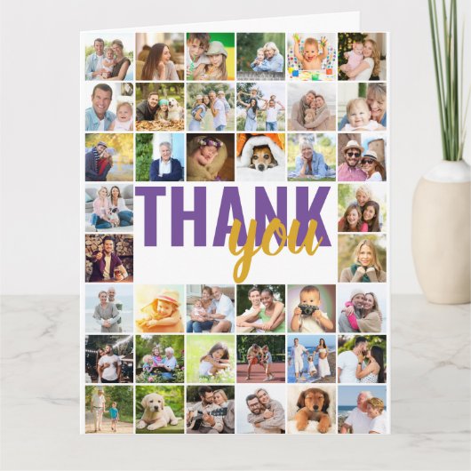 Fotocollage 40 Afbeelding gepersonaliseerd dank u Kaart (Voorkant)
