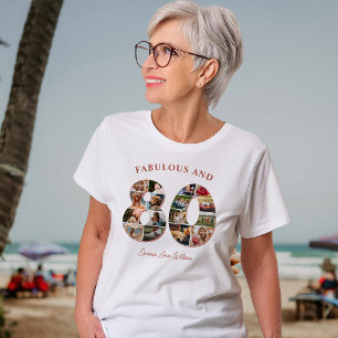Fotocollage 80e verjaardag Elegant en Tijdloos T-shirt