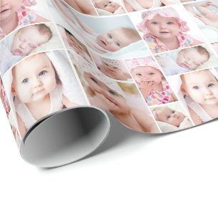 Fotocollage 9 foto's unieke rasterlay-out cadeaupapier