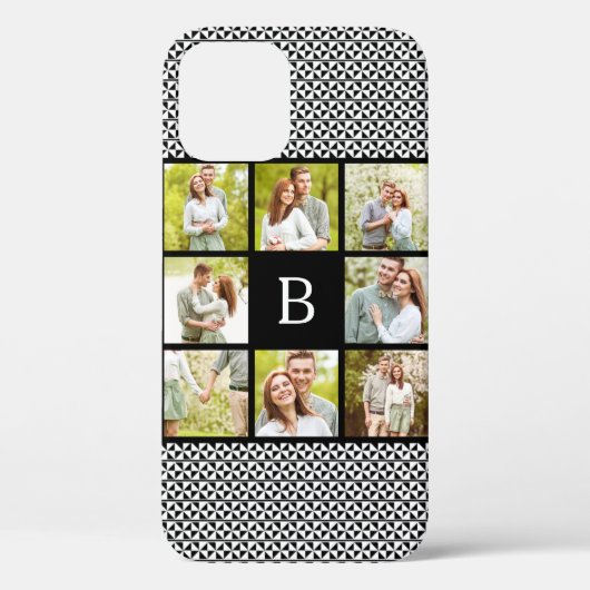 Fotocollage | Aangepast zwart-wit monogram Case-Mate iPhone Case (Achterkant)