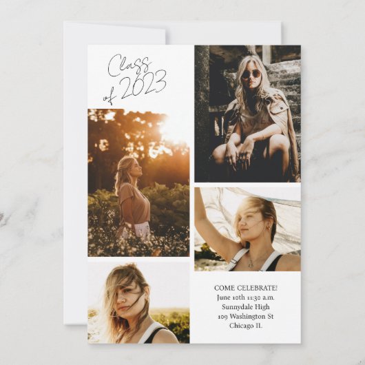 Fotocollage Afstudeerjaar Script Moderne Afstudere Aankondiging (Achterkant)