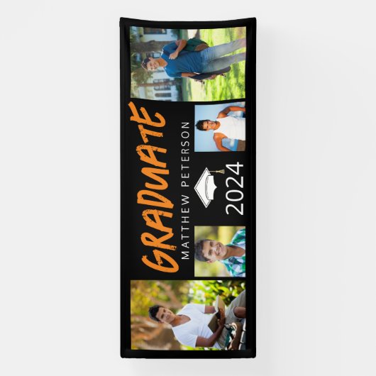 Fotocollage Afstuderen Grunge Klasse van 2024 Spandoek (Verticaal)