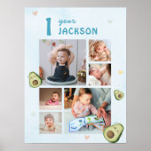 Fotocollage avocado 1e verjaardagsfeestje poster (Voorkant)