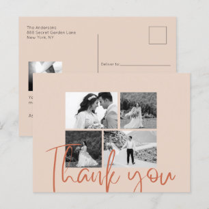 Fotocollage Beige Elegant Trouw Dankjewel Briefkaart