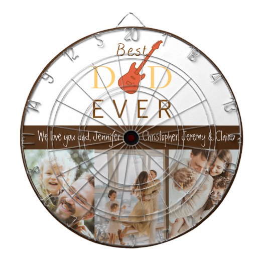 Fotocollage Beste papa ooit Moderne Vaderdag Dartbord (Voorkant)