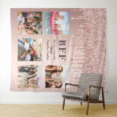 Fotocollage beste vriendinnen glitters roze goud r wandkleed (In Situ (horizontaal))
