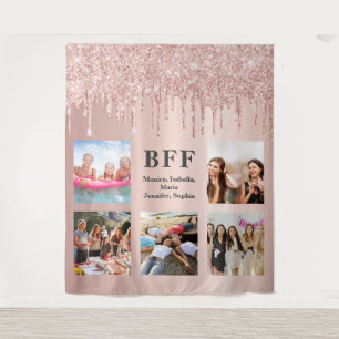 Fotocollage beste vriendinnen glitters roze goud r wandkleed