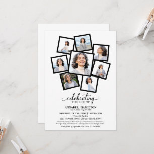 Fotocollage Celebration of Life Funeral Invitat Kaart
