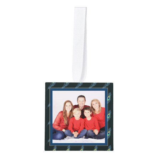 Fotocollage CUBE Kerstversiering Peacock Ornament (Voorkant)