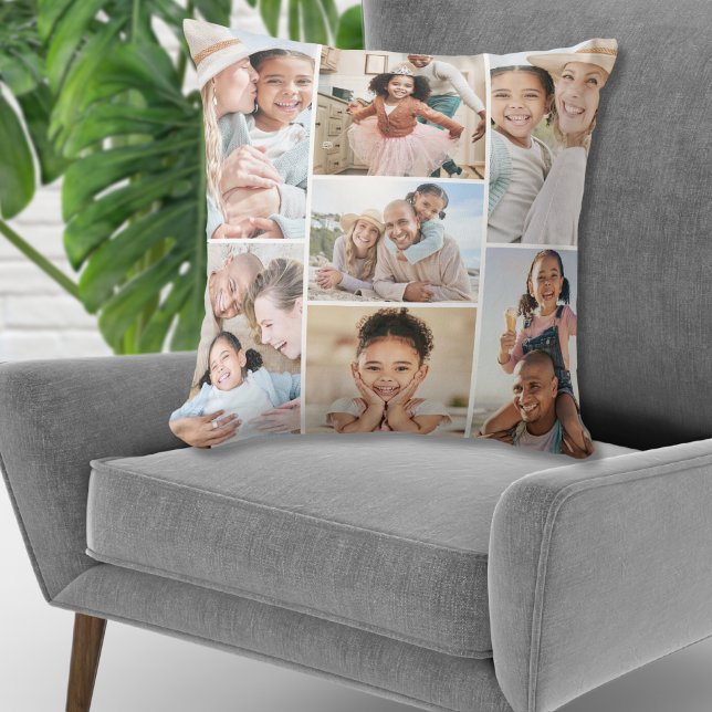 Fotocollage Eenvoudig Elegant Afbeelding Kussen (Photo Collage Simple Elegant Picture Throw Pillow)