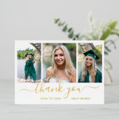 Fotocollage Elegant Afstuderen Dank u kaart (Staand Voorkant)