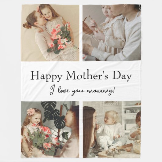 Fotocollage en bericht - gepersonaliseerd cadeau | fleece deken (Voorkant)