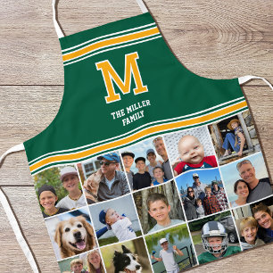 Fotocollage Familie Monogrammed Green Gold Schort