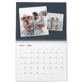 Fotocollage familie scrapbook navy blue kalender (Mar 2026)