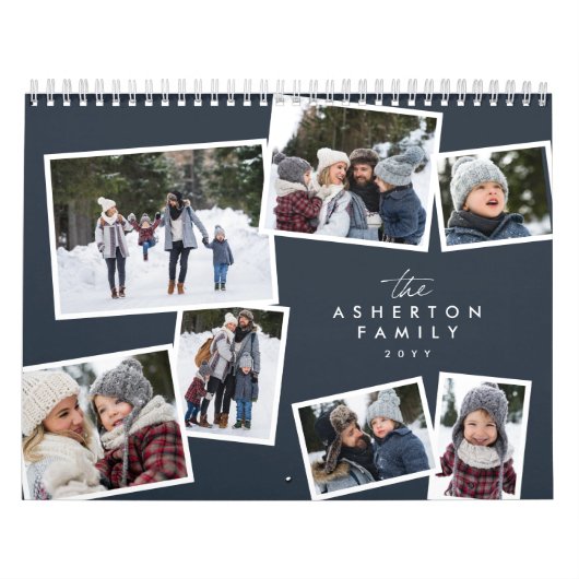 Fotocollage familie scrapbook navy blue kalender (Hoes)
