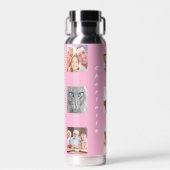 Fotocollage familienaam roze waterfles (Voorkant)