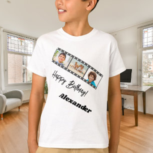 Fotocollage film naam verjaardagsjongen t-shirt