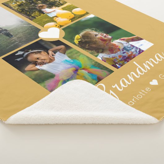 Fotocollage gepersonaliseerd 4 foto's met hart sherpa deken (3/4)