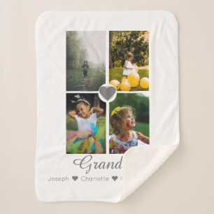 Fotocollage gepersonaliseerd 4 foto's met hart sherpa deken