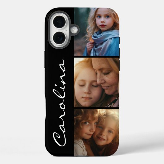 Fotocollage gepersonaliseerd met naam Case-Mate iPhone case (Achterkant)