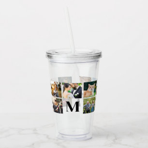 Fotocollage gepersonaliseerd monogram acryl drinkbeker