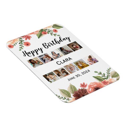 Fotocollage gepersonaliseerd script verjaardag magneet (Rechterzijde)