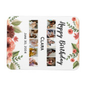 Fotocollage gepersonaliseerd script verjaardag magneet (Horizontaal)