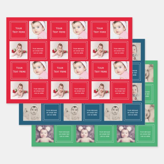Fotocollage gepersonaliseerde Sjabloon Inpakpapier Vel (Set)