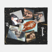 Fotocollage glitter goud 6 fotonaam initialen fleece deken (Voorkant (Horizontaal))