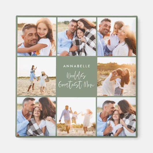 Fotocollage groene girale moederdag magneet (Voorkant)