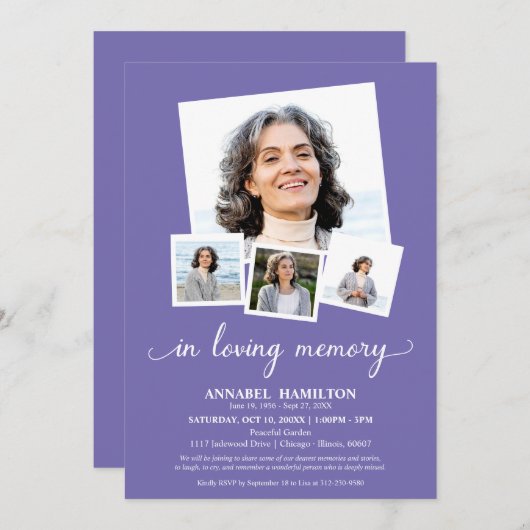 Fotocollage in liefdevolle herinnering Viering van Kaart (Voorkant / Achterkant)