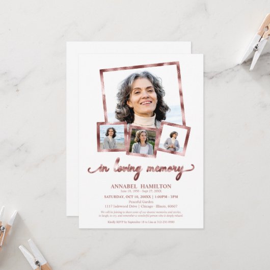 Fotocollage in liefdevolle herinnering Viering van Kaart (Voorkant / Achterkant in situ)